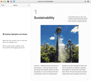 A panel opens to allow reader notes and highlighting
